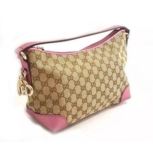 Authentic GUCCI GG Canvas Bag - Beige Pink Charm With Style 269959
